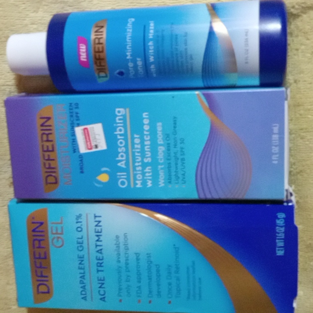 (3) DIFFERIN PRODUCTS: LG GEL TUBE, PORE-MINIMIZING TONER, OIL ABSORBING MOISTUR